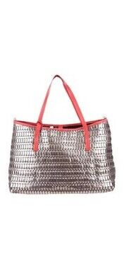 Botkier Wanderlust Shopper tote Red leather Metallic luxury beach bag oversized
